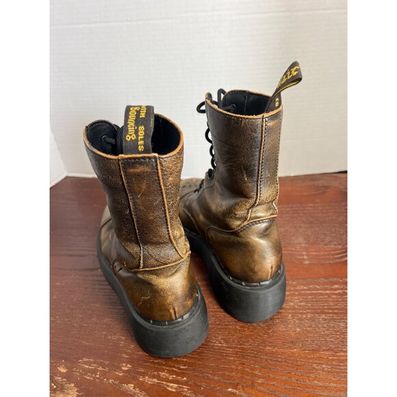 Vintage Dr. Martens 1460 Metallic Bronze Leather Boots Size 4 Uk / 6 Us Distress - Picture 2 of 6